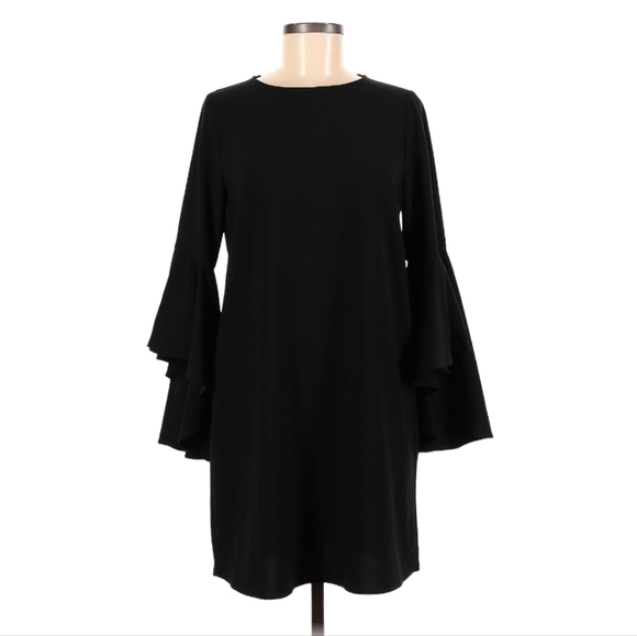 Zara Black Romantic Poet Sleeve Dress Size Medium - Picture 1 of 2